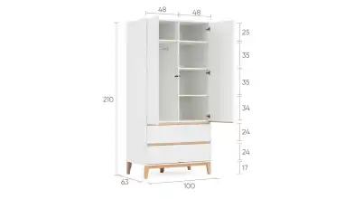 Шкаф двухдверный Orel, цвет Белый премиум + Дуб Сонома фото - 7 - превью